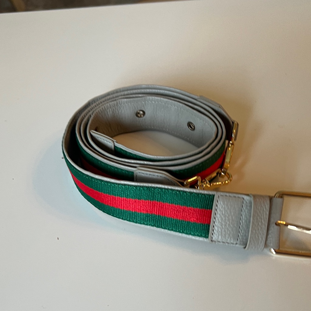 Striped Green And Red Adjustable Shoulder Strap For Bags Or Used As A Belt
